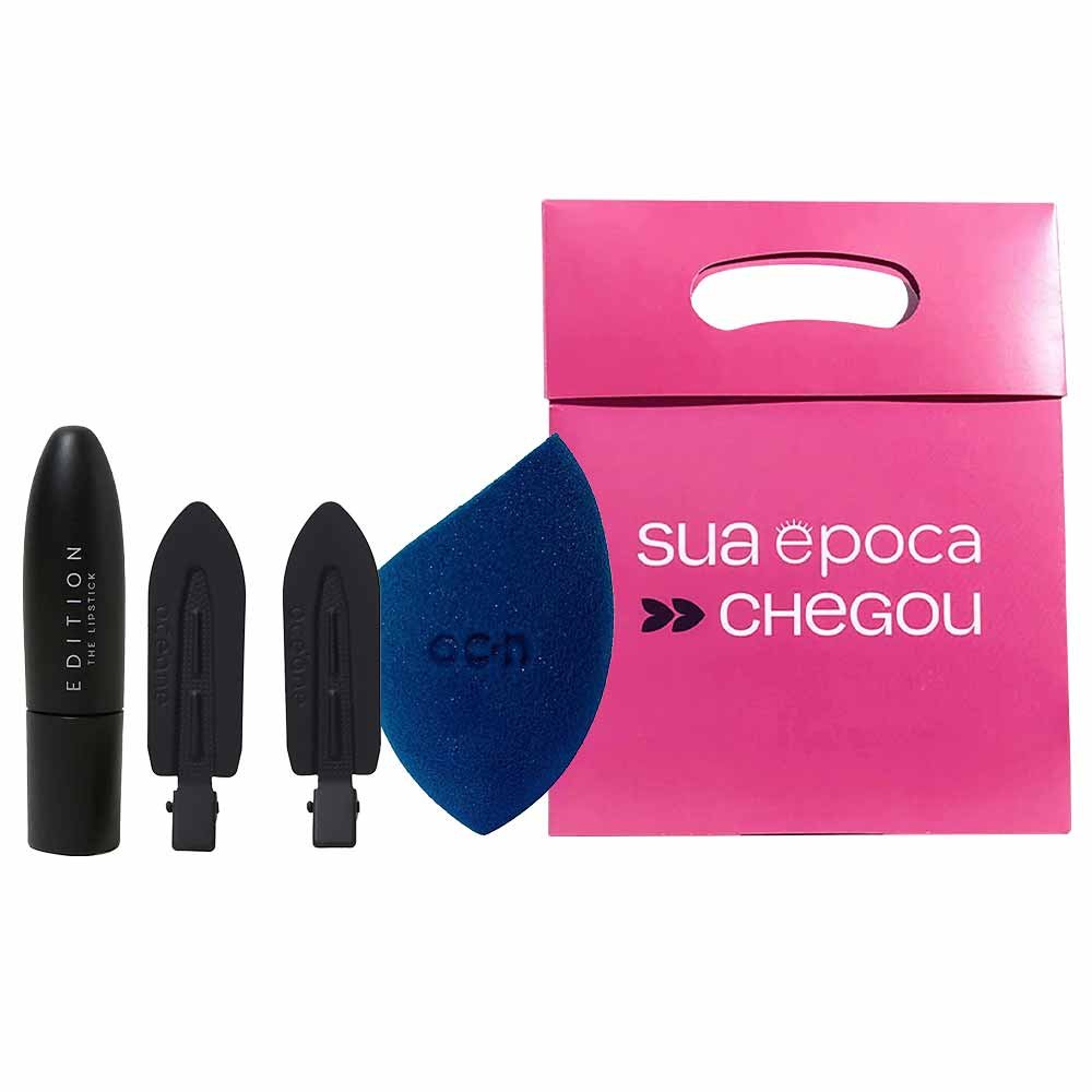 Kit de Natal Océane – Batom + Esponja + Presilhas + Sacola Presenteável