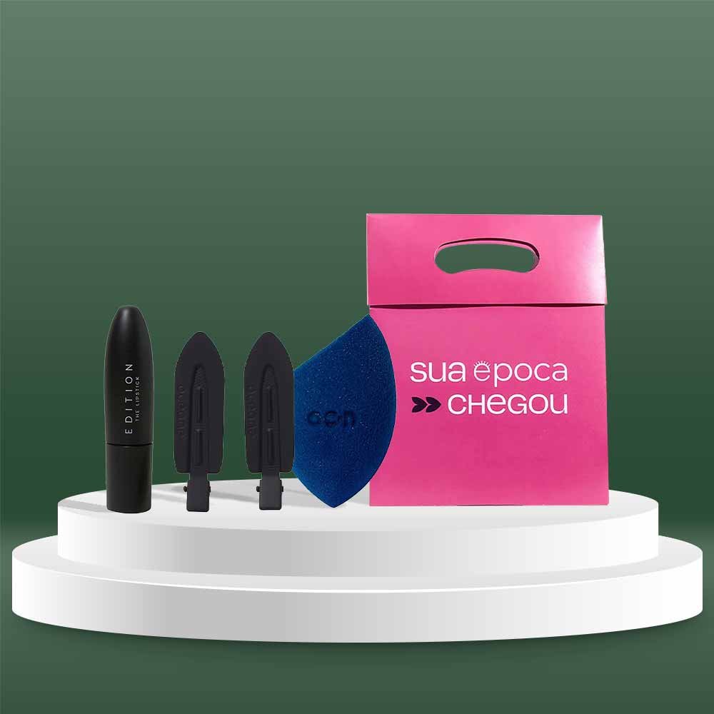 Kit de Natal Océane – Batom + Esponja + Presilhas + Sacola Presenteável ÚNICO 2