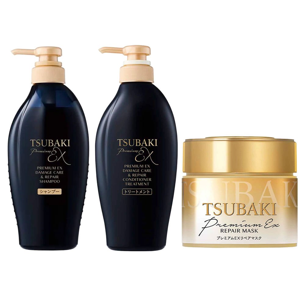 Tsubaki Premium EX Intensive Repair Kit – Shampoo + Condicionador + Máscara