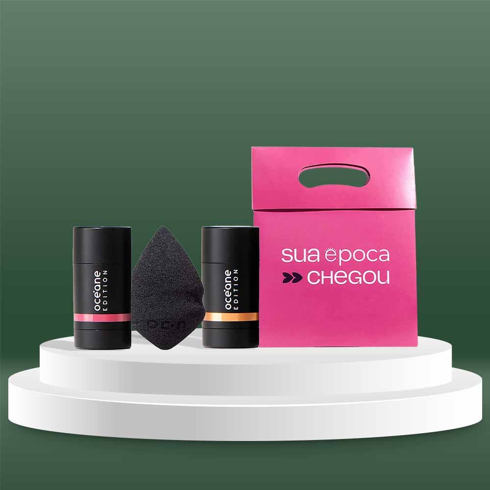 Kit de Natal Océane Minis – Blush + Iluminador + Esponja + Sacola Presenteável ÚNICO 3