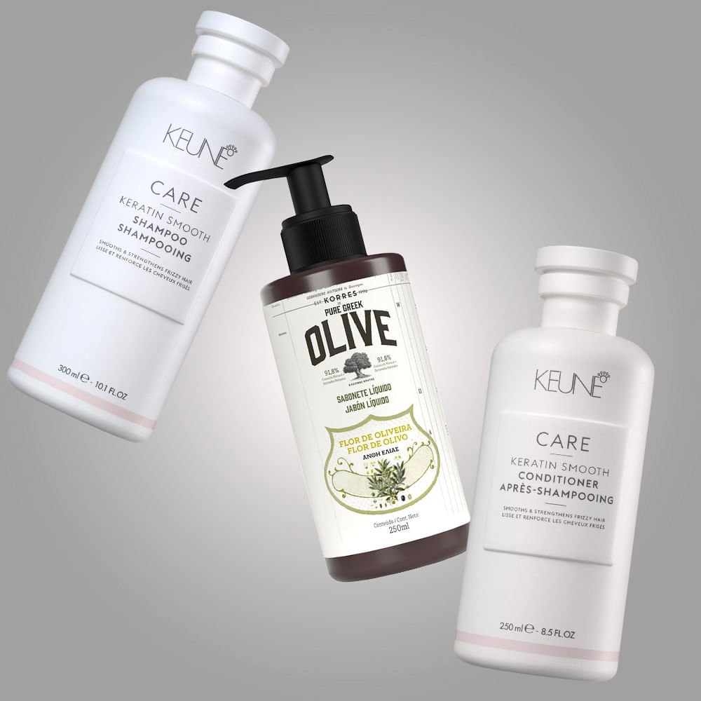 Keune & Korres Kit – Shampoo + Condicionador + Sabonete Líquido Flor de Oliveira ÚNICO 2