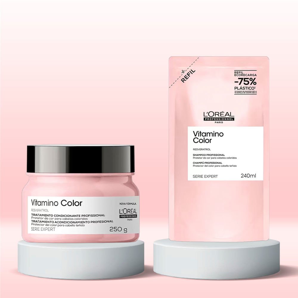 L'Oréal Professionnel Resveratrol Vitamino Color Kit – Refil Shampoo + Máscara ÚNICO 2