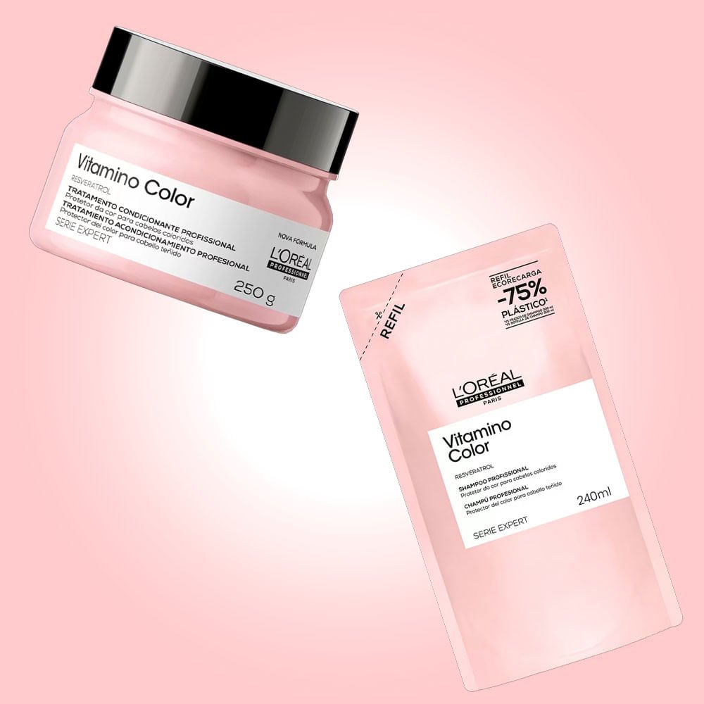 L'Oréal Professionnel Resveratrol Vitamino Color Kit – Refil Shampoo + Máscara ÚNICO 3
