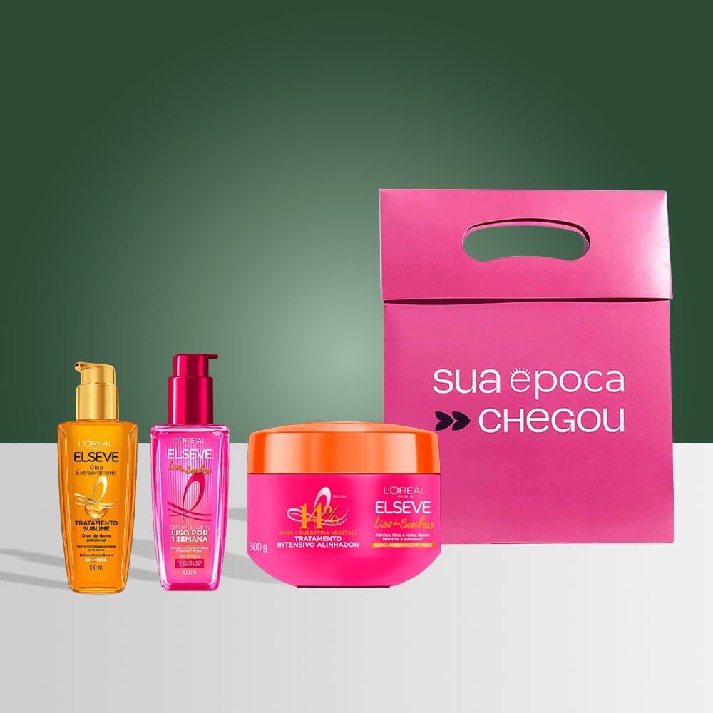 Kit de Natal Elseve – Óleo Extraordinário + Sérum + Creme + Sacola Presenteável ÚNICO 3