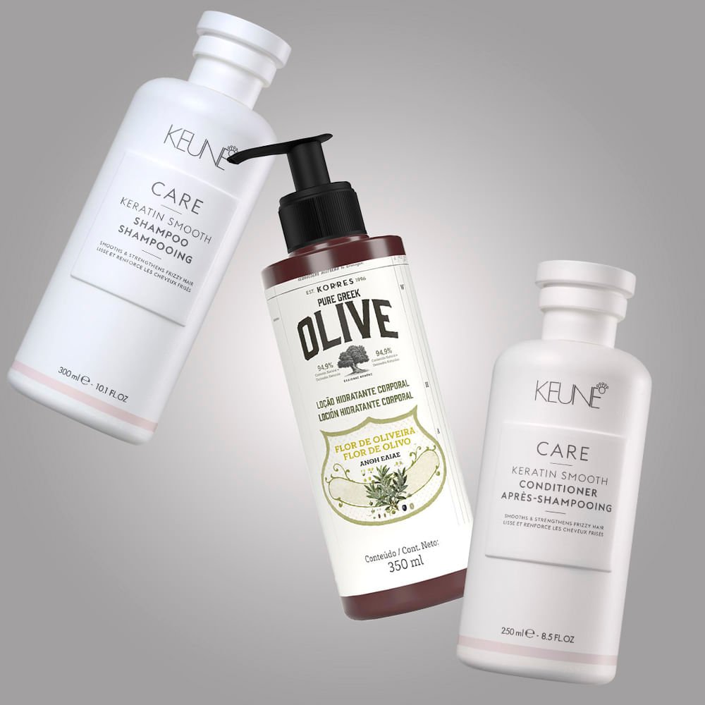 Keune & Korres Kit – Shampoo + Condicionador + Loção Hidratante Corporal Flor de Oliveira ÚNICO 2