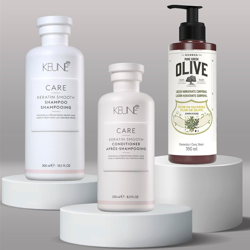 Keune & Korres Kit – Shampoo + Condicionador + Loção Hidratante Corporal Flor de Oliveira ÚNICO 3