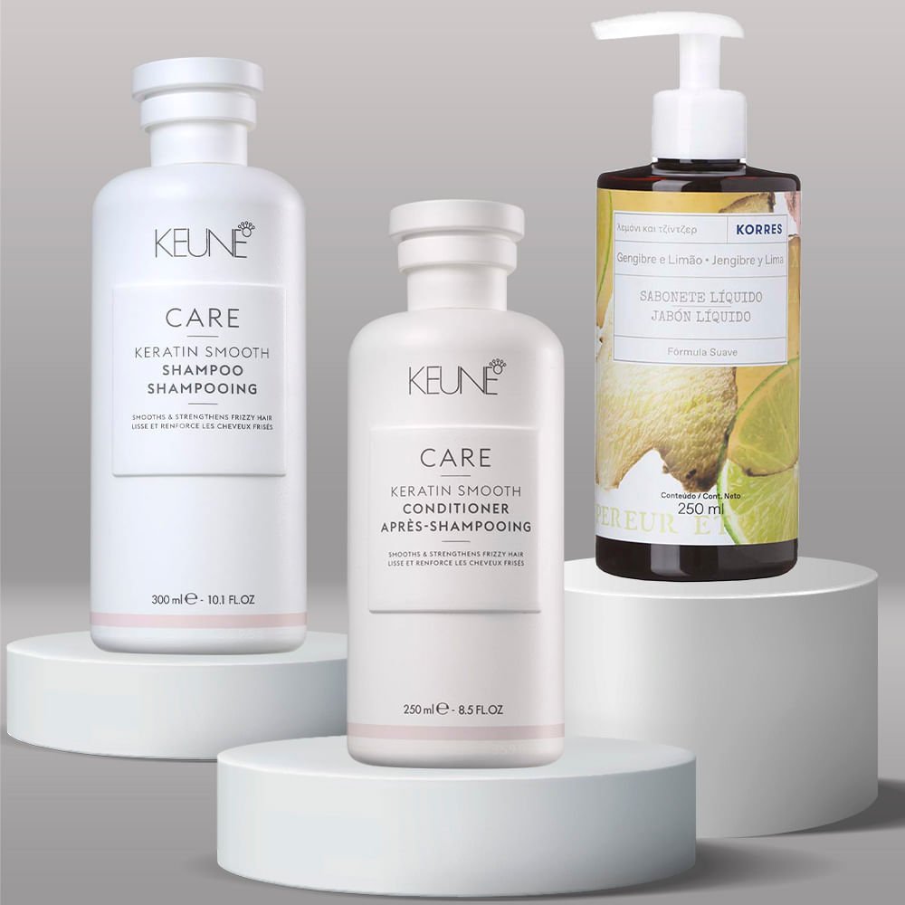 Keune & Korres Kit – Shampoo + Condicionador + Sabonete Líquido Gengibre e Lima ÚNICO 3
