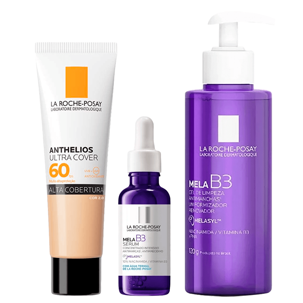 Kit La Roche-Posay MelaB3 - Gel de Limpeza + Sérum + Protetor Solar Facial FPS 60