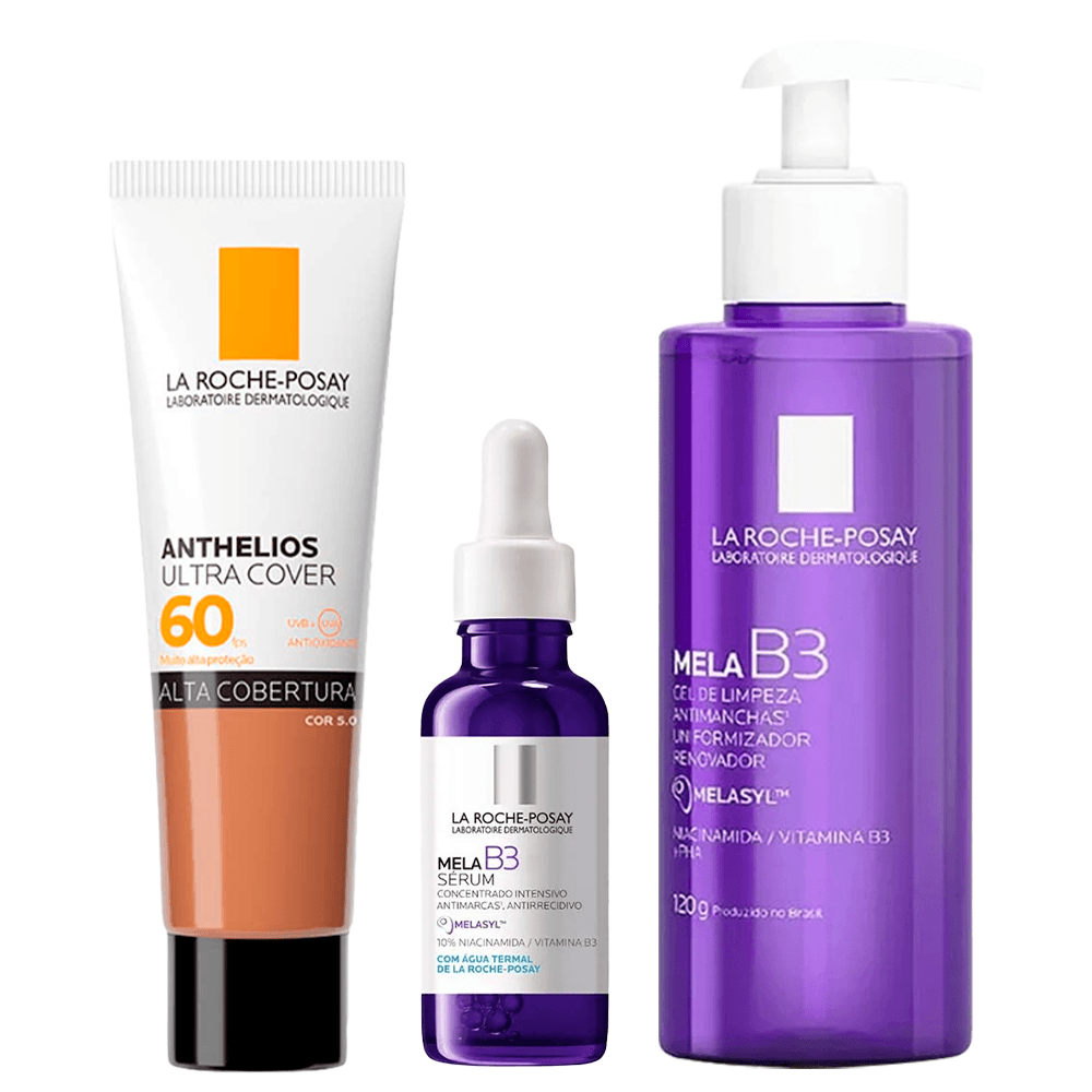 Kit La Roche-Posay MelaB3 - Gel de Limpeza + Sérum + Protetor Solar Facial FPS 60