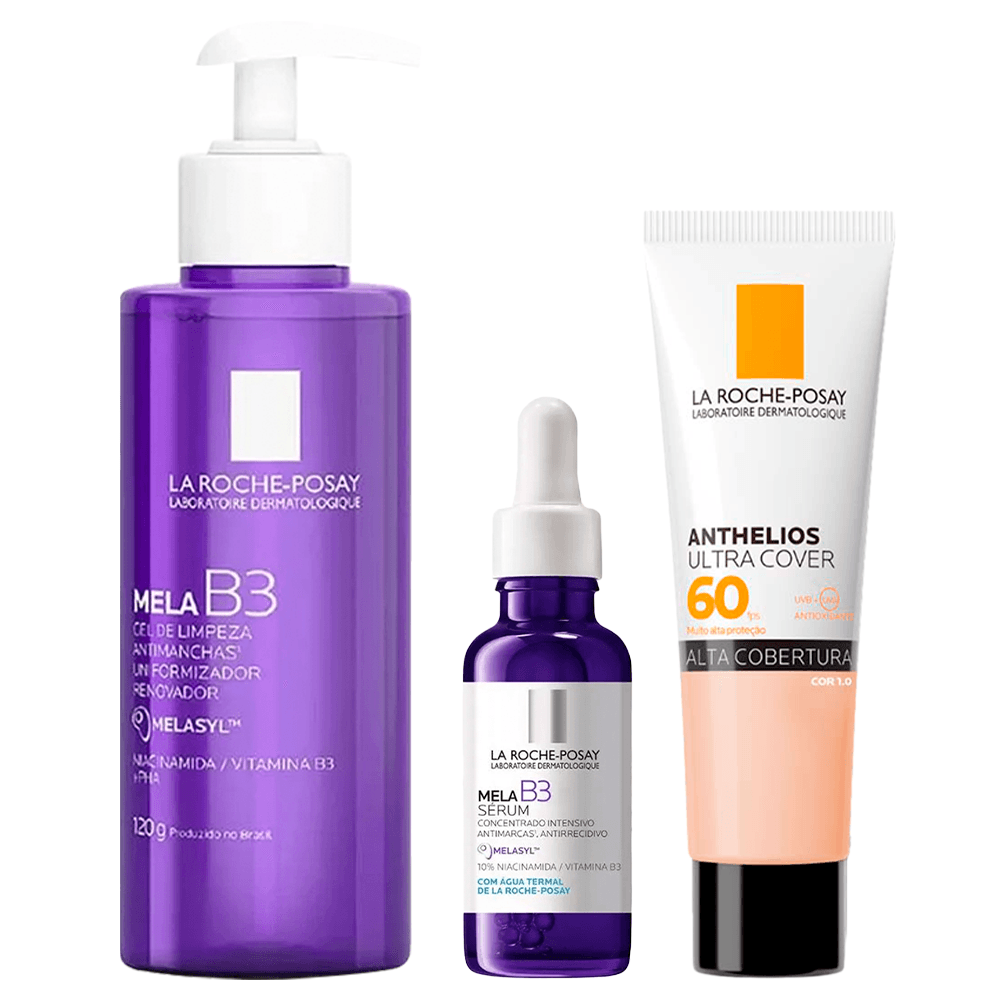 Kit La Roche-Posay MelaB3 - Gel de Limpeza + Sérum + Protetor Solar Facial FPS 60