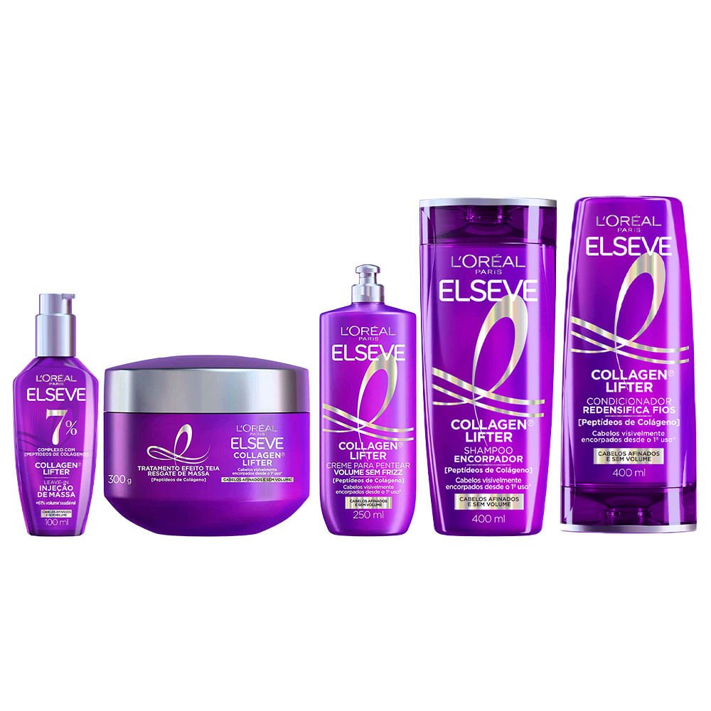 Kit  L’oréal Paris Collagen – Creme Para Pentear + Máscara + Leave-in + Condicionador + Shampoo