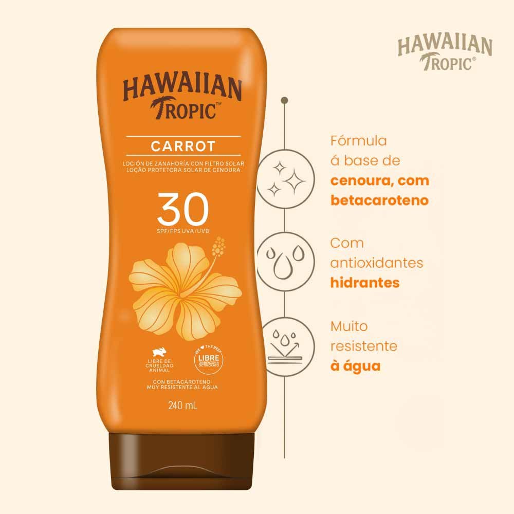 Protetor Solar Hawaiian Tropic Carrot FPS 30 240ml 2