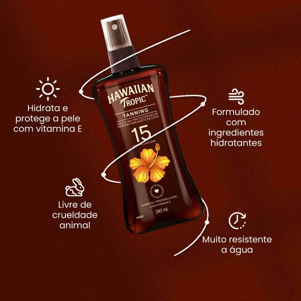 Protetor Solar Hawaiian Tropic Aceite Oil FPS 15 240ml 2