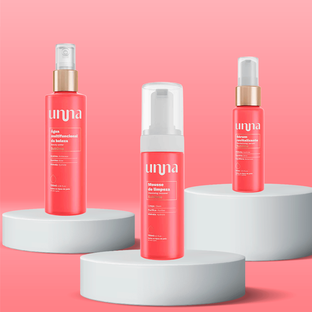 Kit Skincare Unna Beleza Sublime: Mousse + Água + Sérum Facial ÚNICO 2