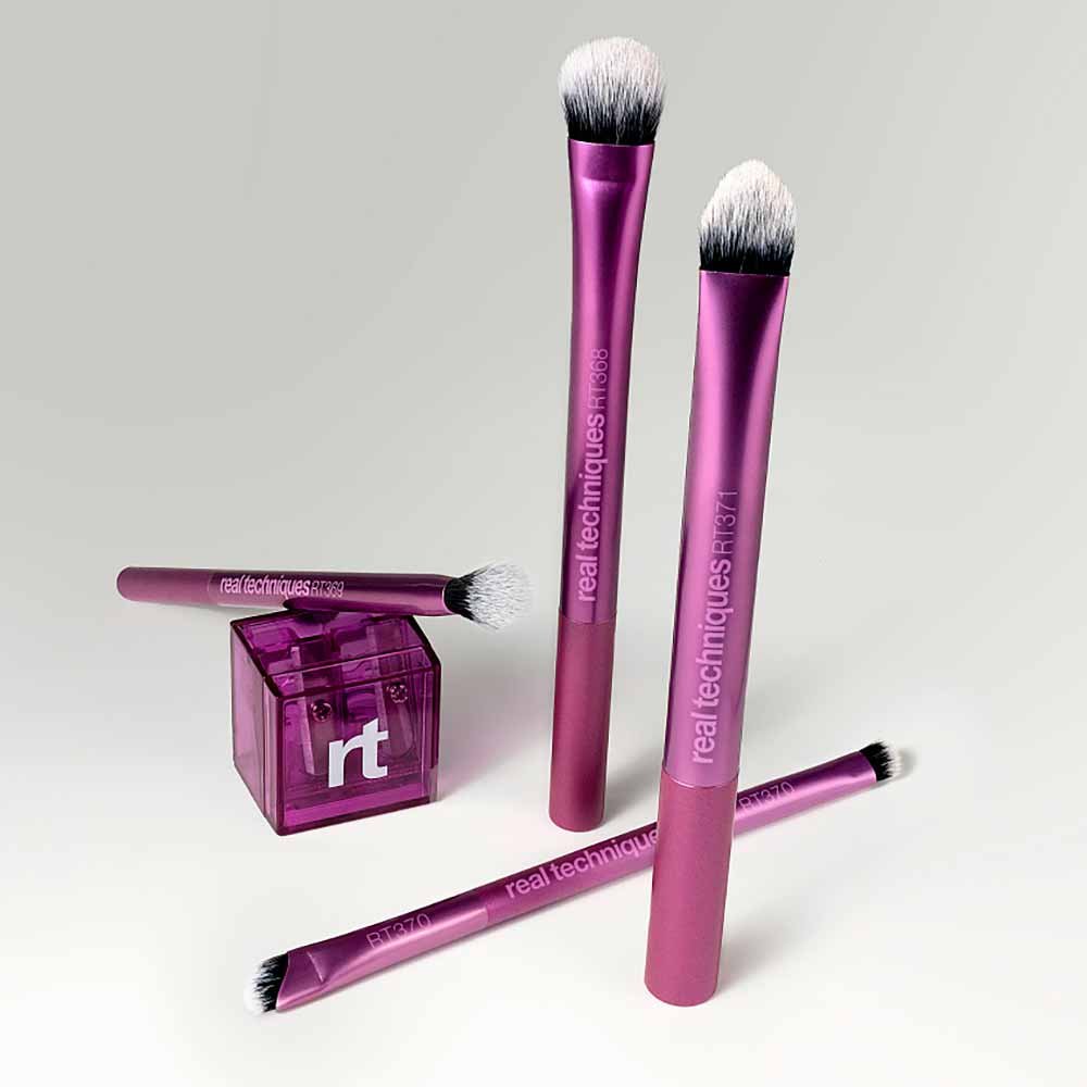 Real Techniques Eye-Conic Essentials Brush Kit - 4 Pincéis + 1 Apontador ÚNICO 2