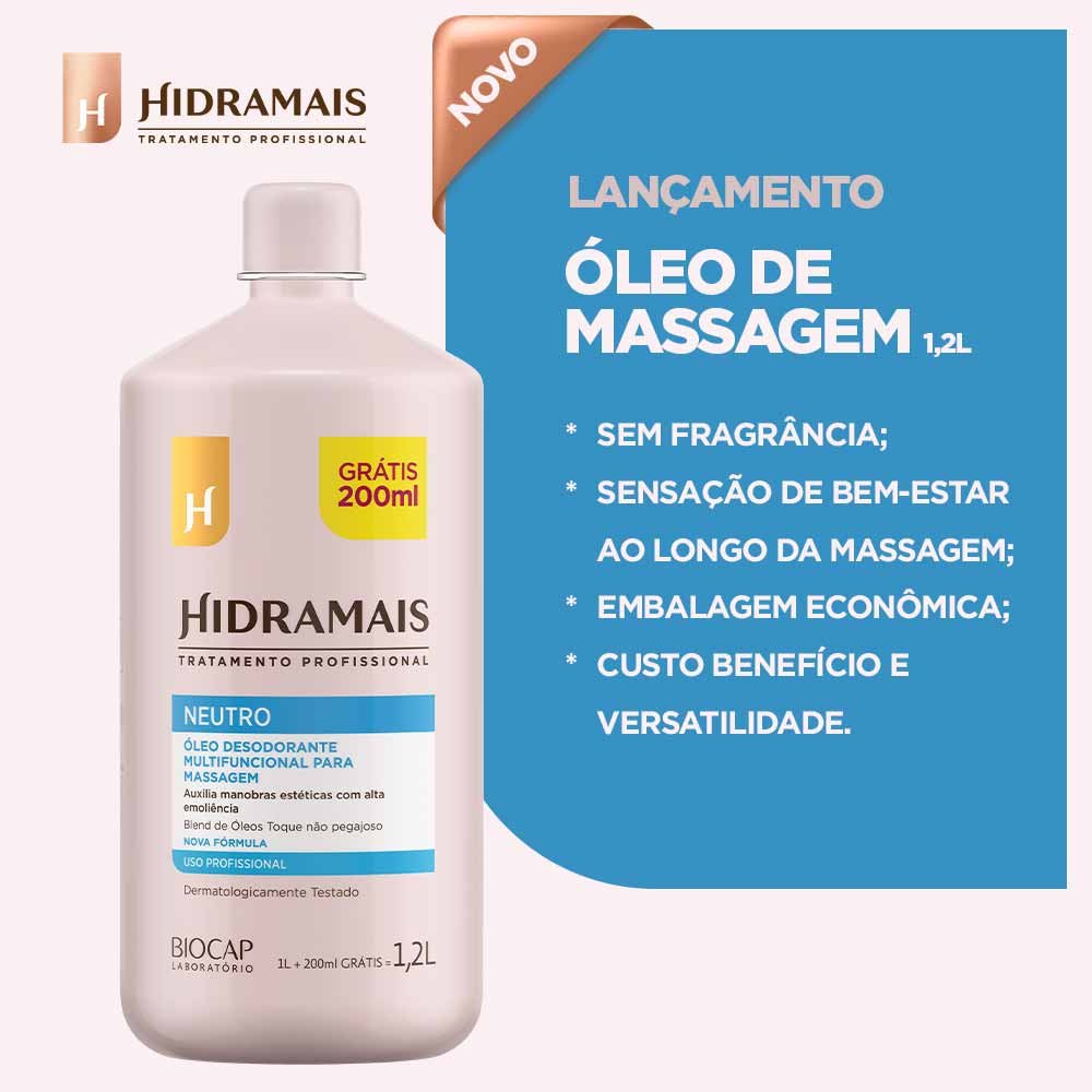 Óleo de Massagem Neutro Hidramais Profissional 1,2L 2