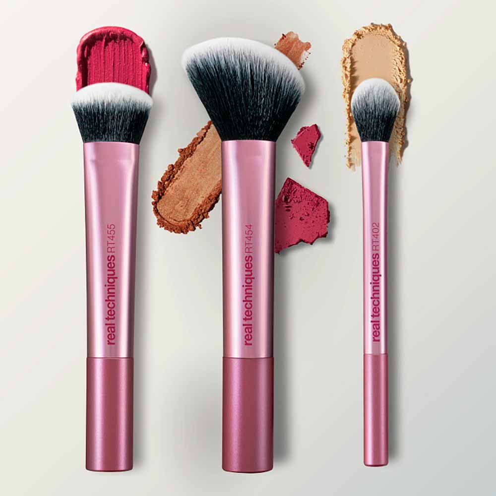 Real Techniques Peak Cheek Brush Kit com 3 Pincéis ÚNICO 4