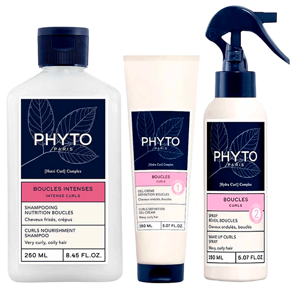 Kit Phyto Curls – Shampoo + Condicionador + Spray Ativador ÚNICO 1
