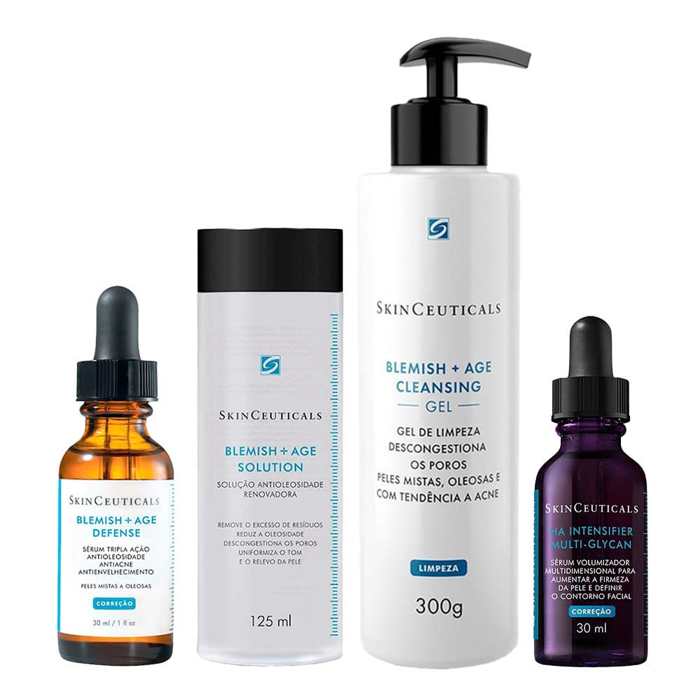 Kit SkinCeuticals Blemish + Age - Gel de Limpeza + Tônico + Sérum Antiacne + H.A. Intensifier ÚNICO 1