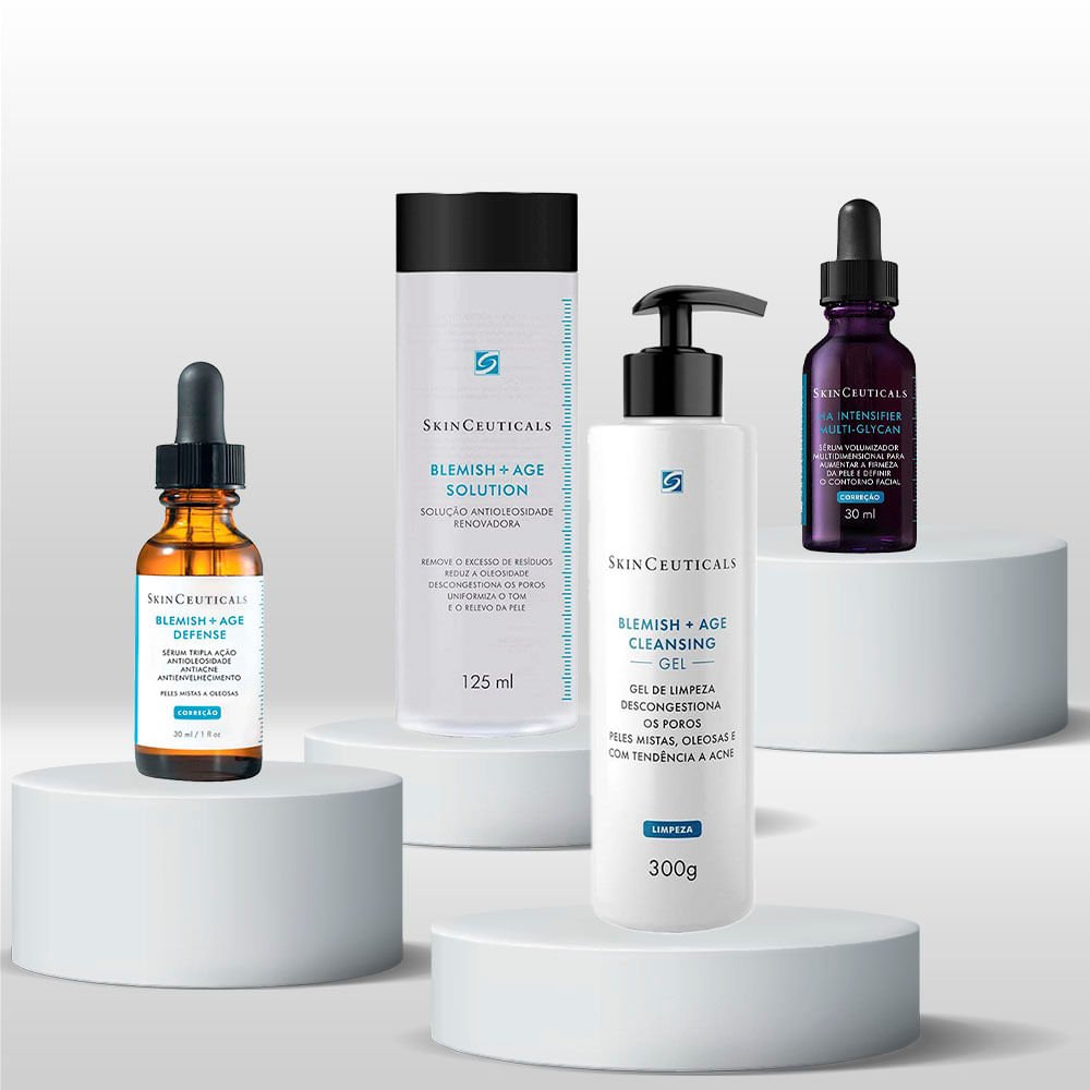 Kit SkinCeuticals Blemish + Age - Gel de Limpeza + Tônico + Sérum Antiacne + H.A. Intensifier ÚNICO 2
