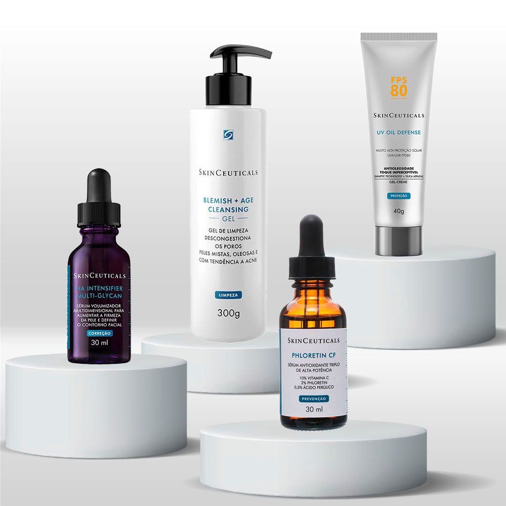 Kit SkinCeuticals Anti-idade e Oleosidade - Gel de Limpeza + Phloretin CF + H.A. Intensifier + Protetor FPS 80 ÚNICO 2