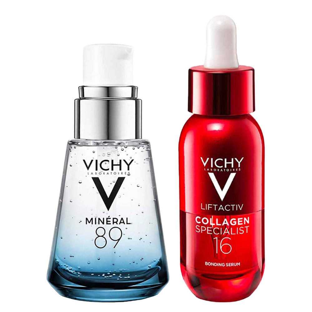 Kit Vichy Antirrugas e Hidratação: Sérum Liftactiv Peptídeos de Colágeno + Minéral 89