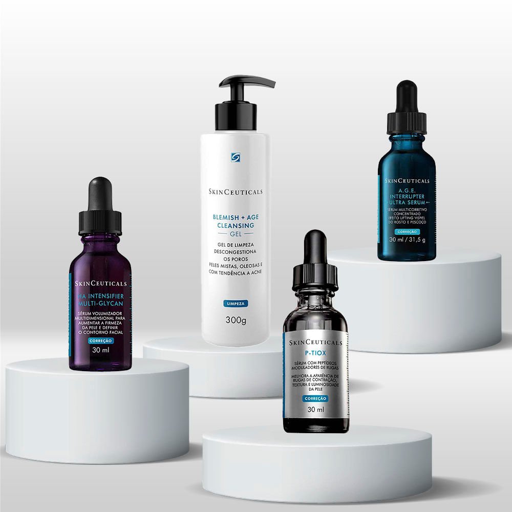 Kit SkinCeuticals Protocolo Anti-idade - Gel de Limpeza + P-Tiox + H.A. Intensifier + A.G.E. Ultra ÚNICO 2