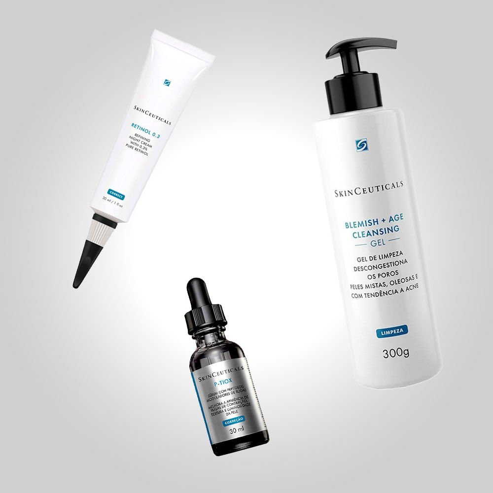 Kit SkinCeuticals Rejuvenescedor - Gel de Limpeza Facial + Sérum P-Tiox + Retinol 0,3 ÚNICO 3