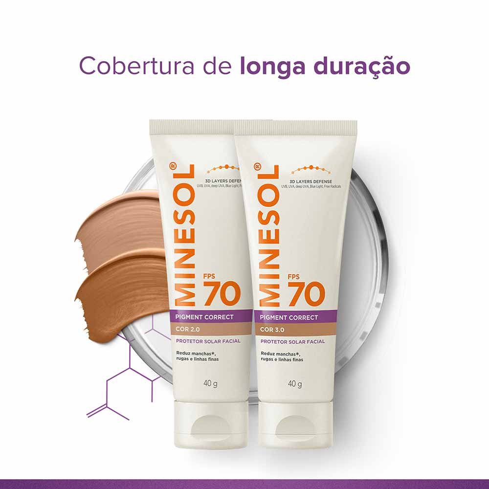 Protetor Solar Facial MINESOL Pigment Correct FPS 70 40g Cor 2.0 5