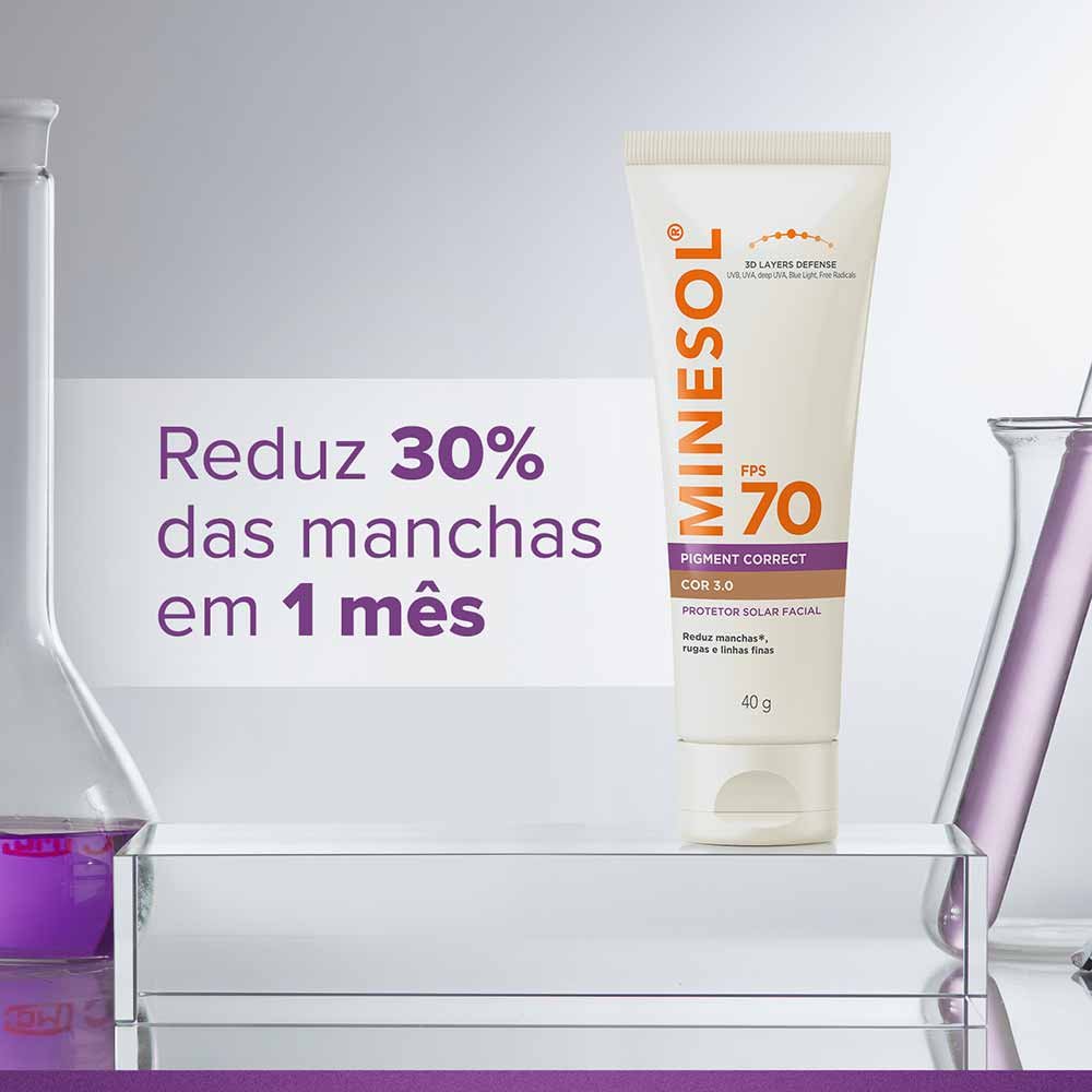 Protetor Solar Facial MINESOL Pigment Correct FPS 70 40g Cor 2.0 6
