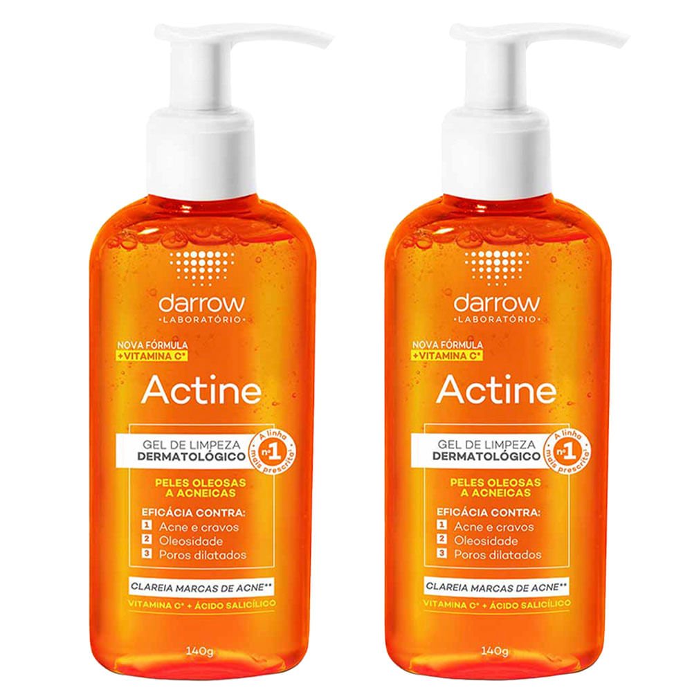 Kit Darrow Actine 2 Géis de Limpeza Facial Vitamina C - Antiacne e Iluminador