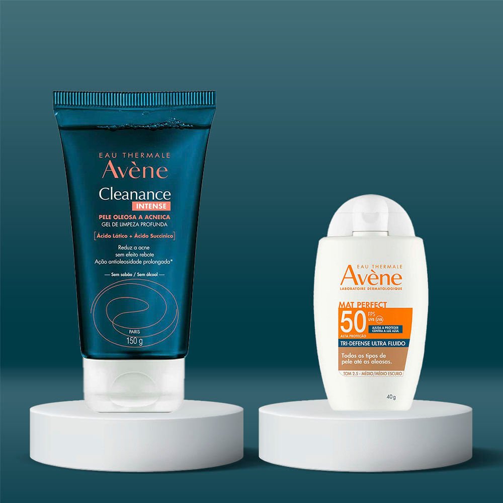 Kit Avène Cleanance: Gel de Limpeza Intense + Protetor Solar Mat Perfect FPS 50 Médio Escuro ÚNICO 2