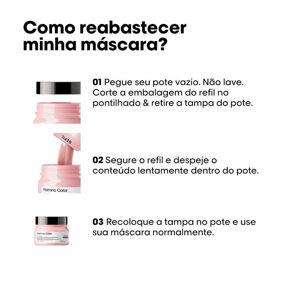 Refil Máscara de Tratamento L'oreal Professional Vitamino Color para Cabelos Coloridos 200g 7