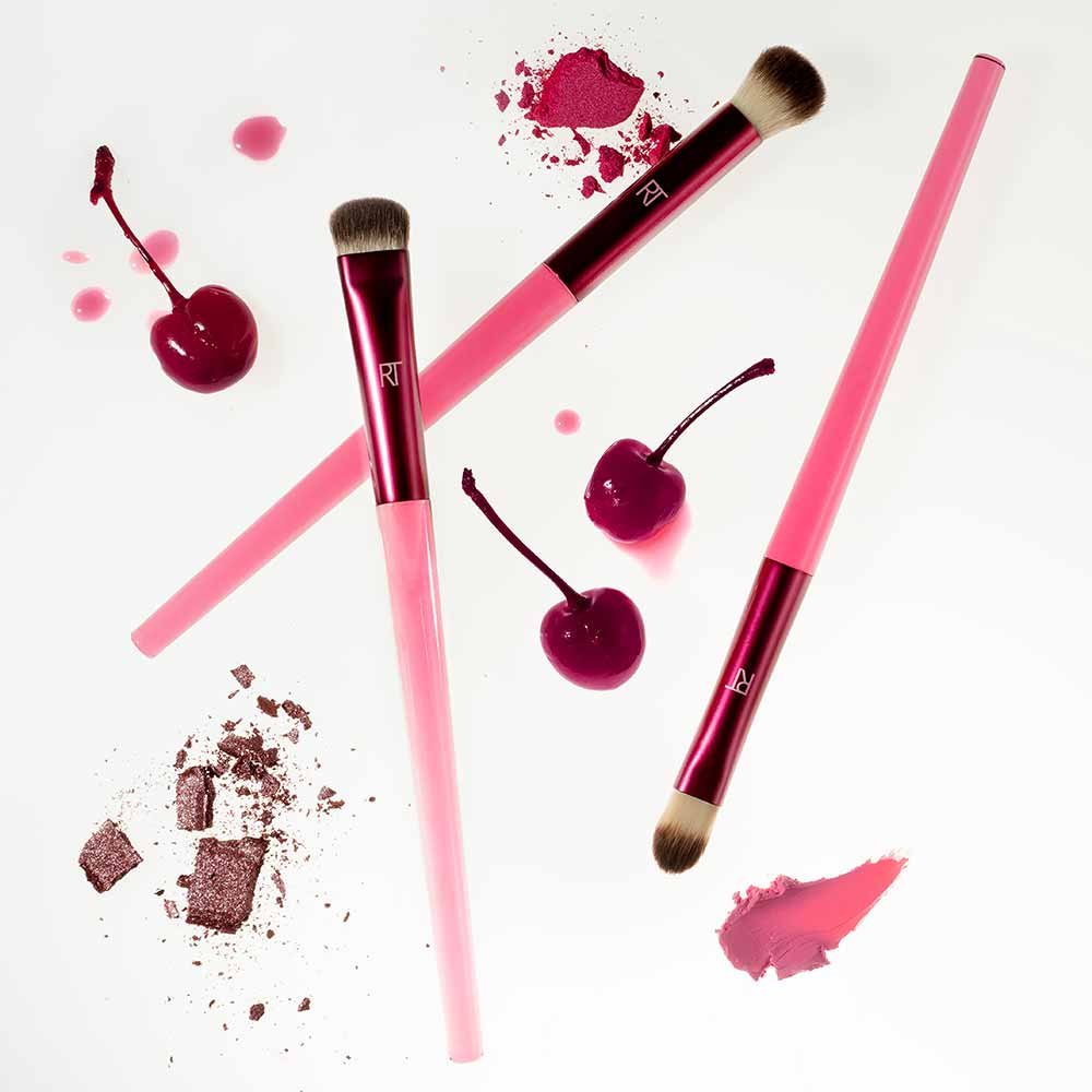 Kit de Pincéis Real Techniques Cherry On Top MesmerEYES Brush Trio ÚNICO 6