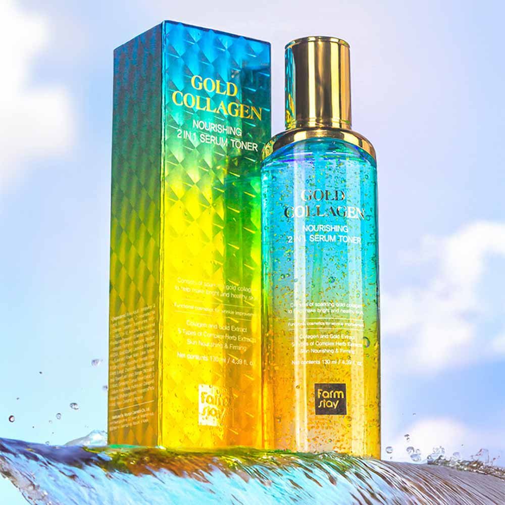 Sérum e Tônico 2 em 1 de Colágeno e Ouro Farmstay Nourishing 130ml 2