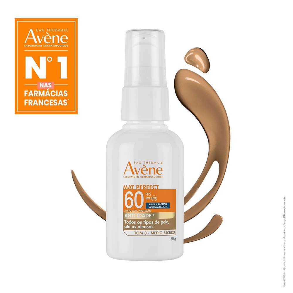 Protetor Solar Facial Avène Mat Perfect Anti-Idade FPS60 Médio Escuro 3