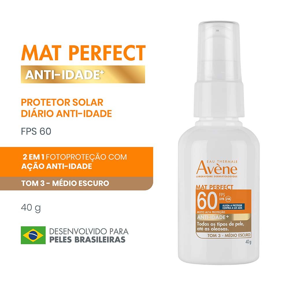 Protetor Solar Facial Avène Mat Perfect Anti-Idade FPS60 Médio Escuro 4