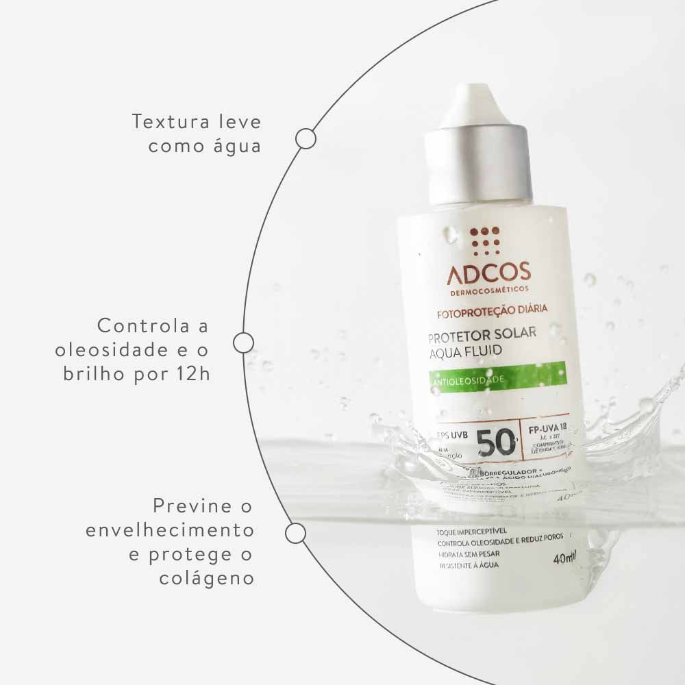 Protetor Solar Adcos Aqua Fluid FPS 50 Ivory 3