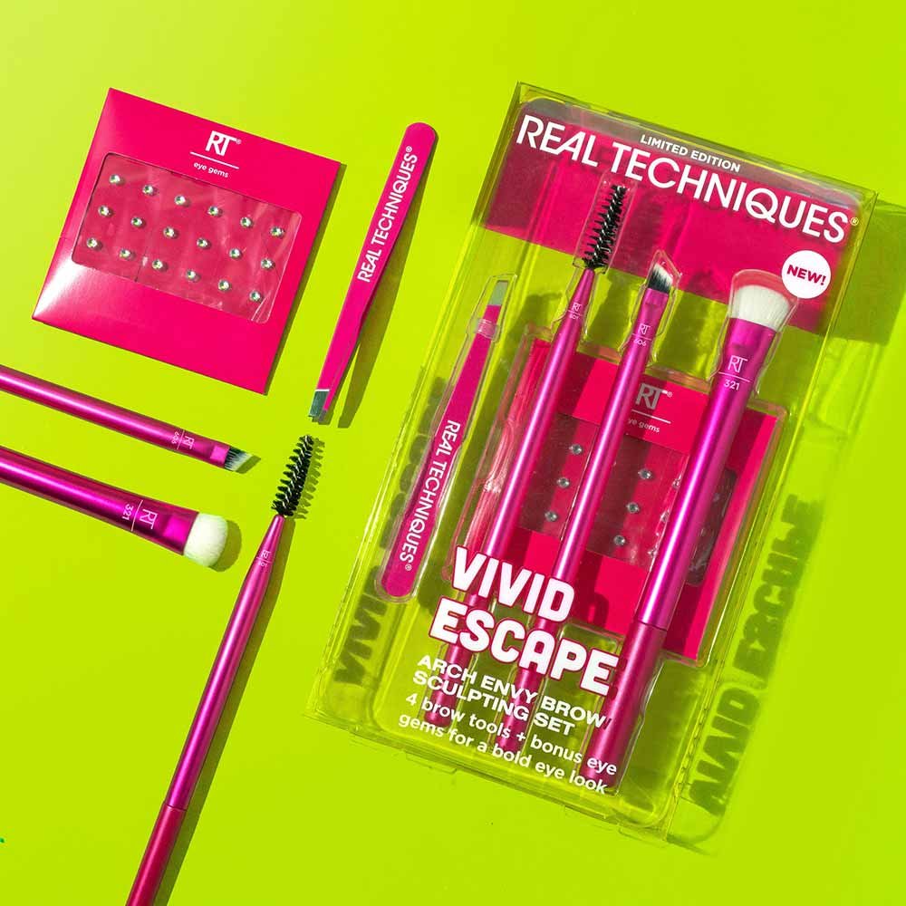 Kit de Pincéis Real Techniques Vivid Escape Arch Envy Brow Sculpting Set ÚNICO 2
