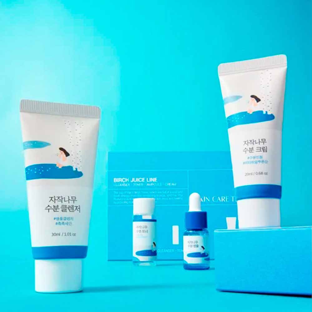 Kit Birch Juice Trial Round Moisturizing Cleanser + Moisturizing Toner + Ampoule + Moisturizi Cream ÚNICO 4