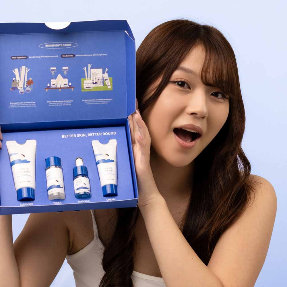 Kit Birch Juice Trial Round Moisturizing Cleanser + Moisturizing Toner + Ampoule + Moisturizi Cream ÚNICO 7
