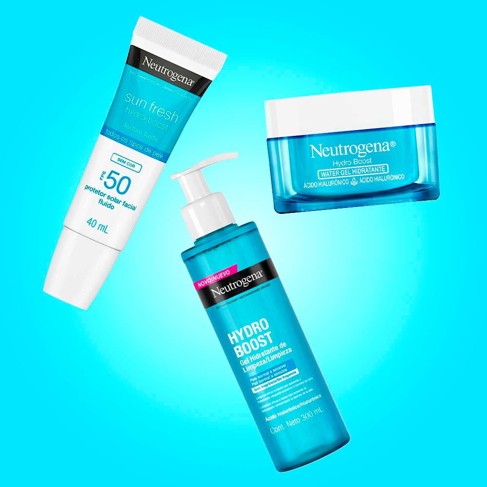 Kit de Hidratação Facial Neutrogena Hydro Boost - Gel de Limpeza + Water Gel + Protetor Solar FPS 50 ÚNICO 2