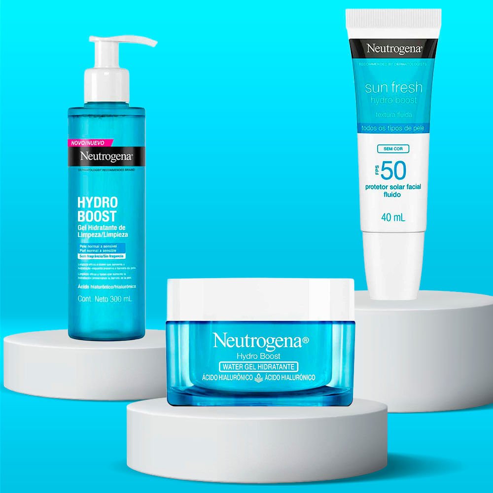 Kit de Hidratação Facial Neutrogena Hydro Boost - Gel de Limpeza + Water Gel + Protetor Solar FPS 50 ÚNICO 3