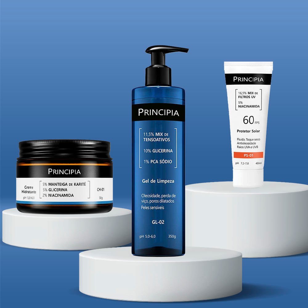 Kit Principia Skincare Diário: Gel de Limpeza + Hidratante + Protetor Solar FPS 60 ÚNICO 2