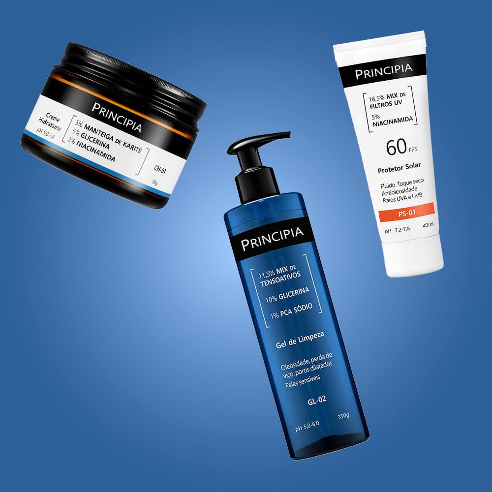 Kit Principia Skincare Diário: Gel de Limpeza + Hidratante + Protetor Solar FPS 60 ÚNICO 3