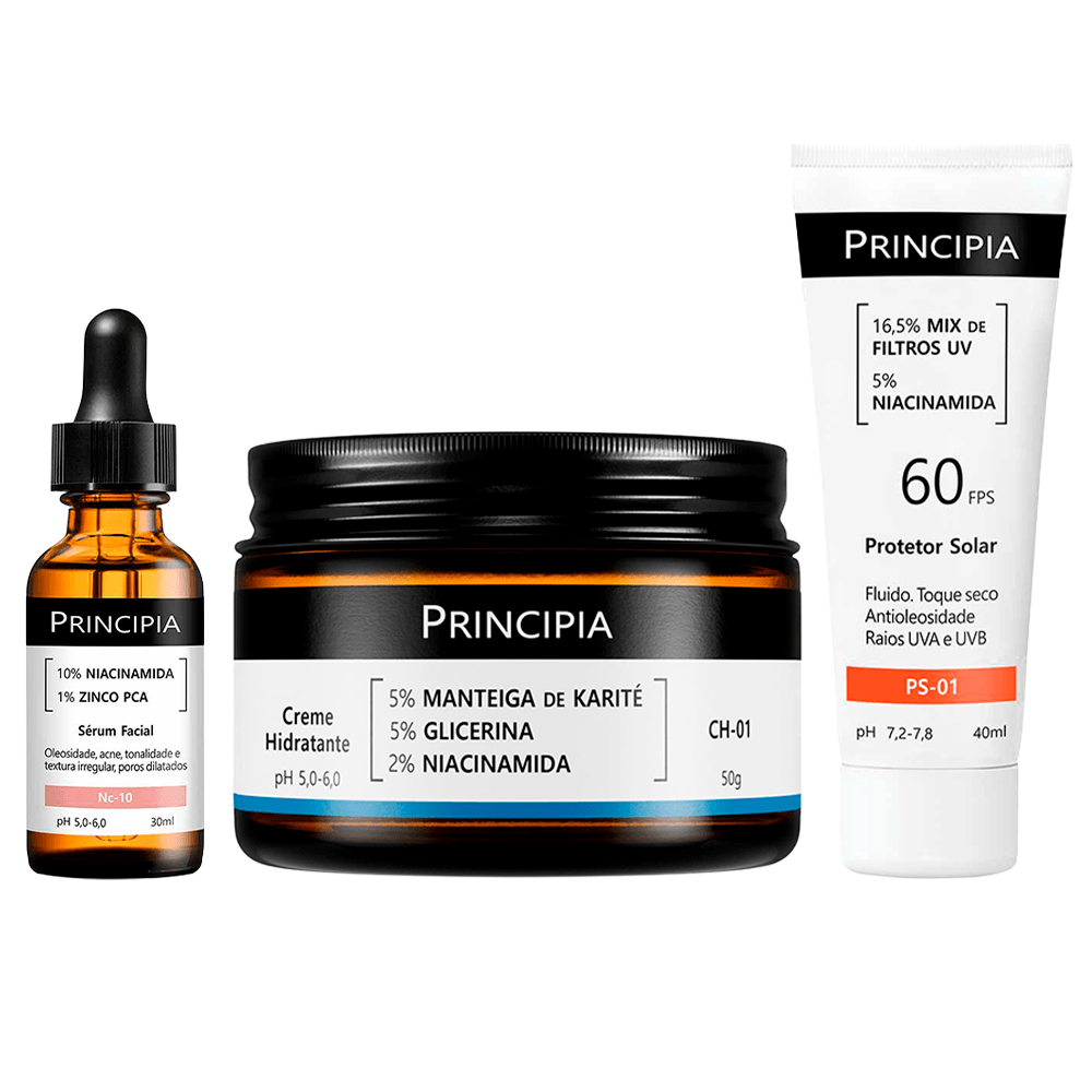 Kit Principia Anti-idade: Sérum Nc-10 + Hidratante + Protetor Solar PS-01 FPS60