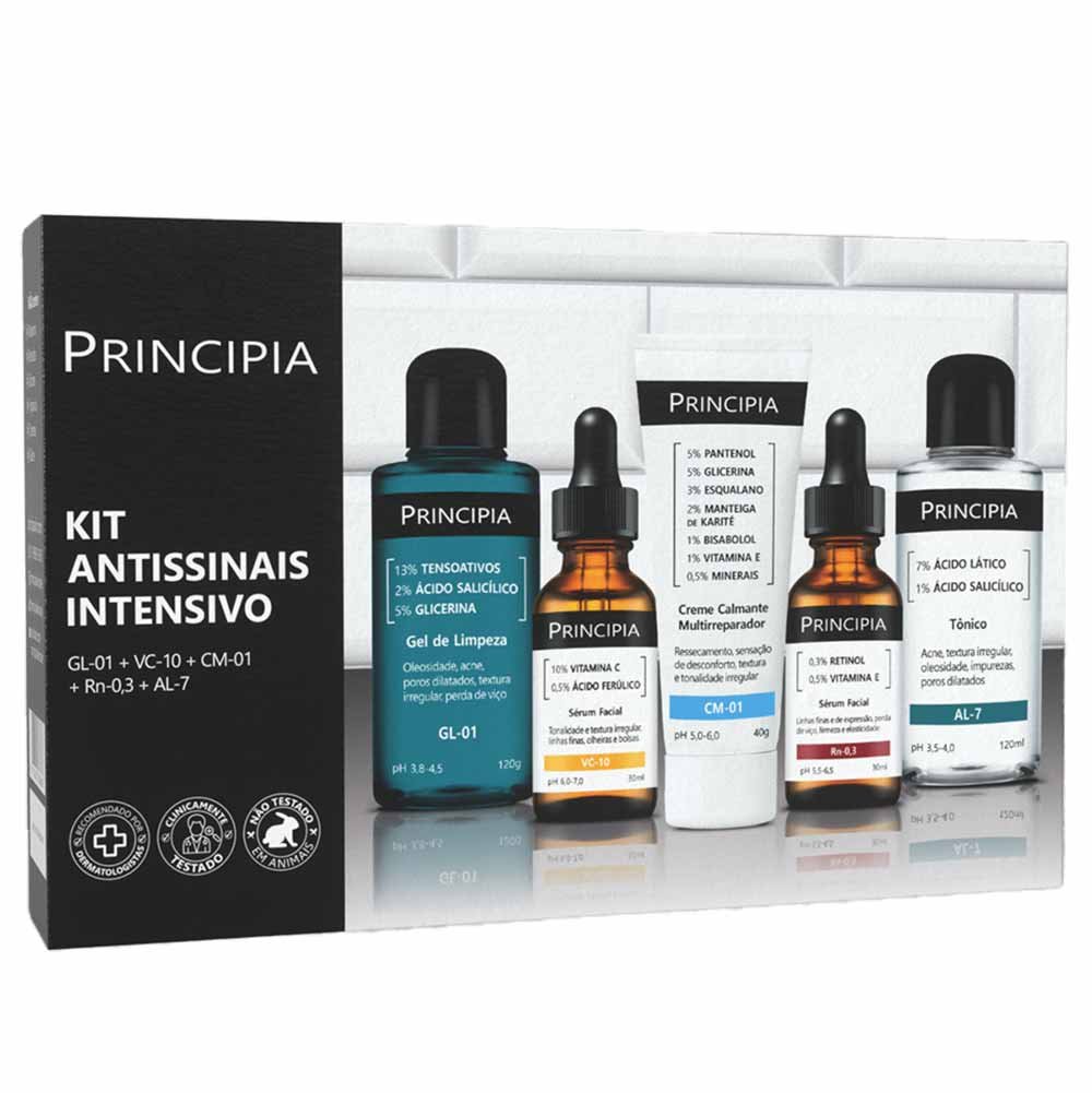 Kit Principia Antissinais Intensivo - Gel de Limpeza + Tônico + Creme + 2 Séruns ÚNICO 2