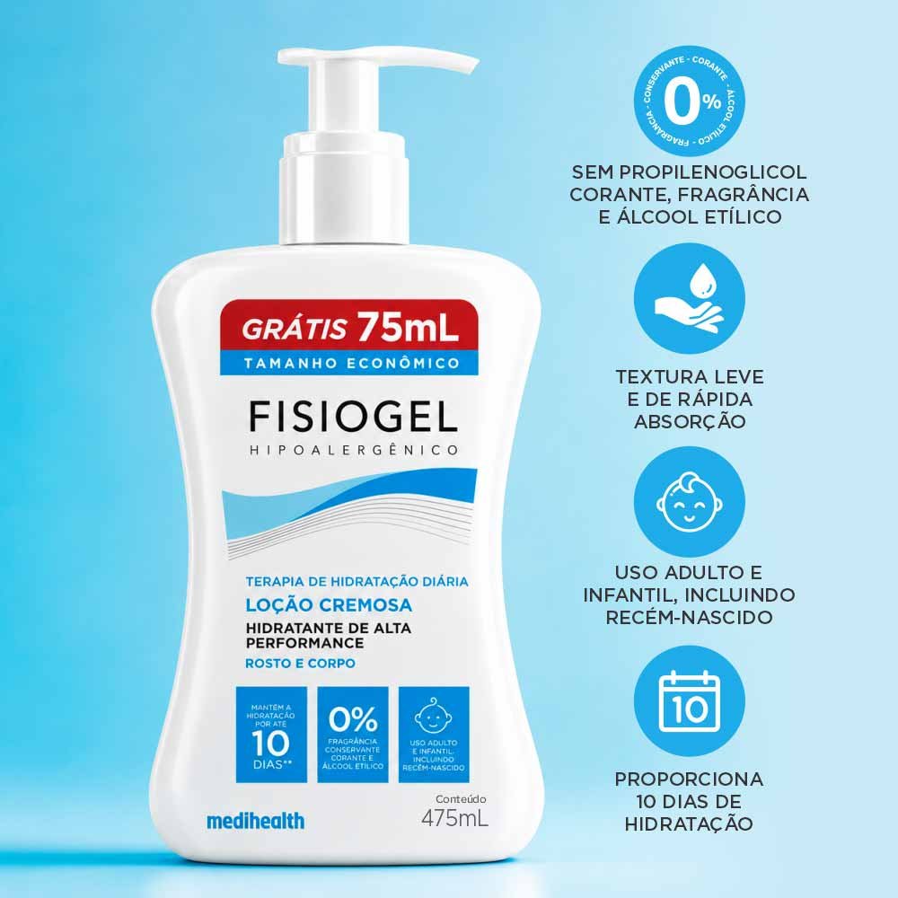Loção Cremosa Fisiogel Terapia de Hidratação Diária Rosto e Corpo 475ml 2