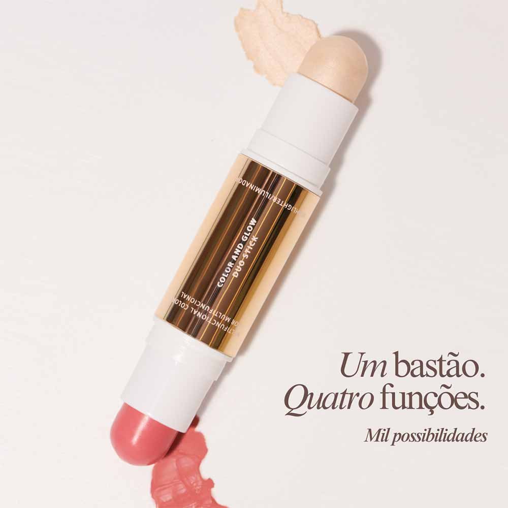 Iluminador e Cor Multifuncional Celina Locks Beauty Color and Glow Duo Stick Rosa 2