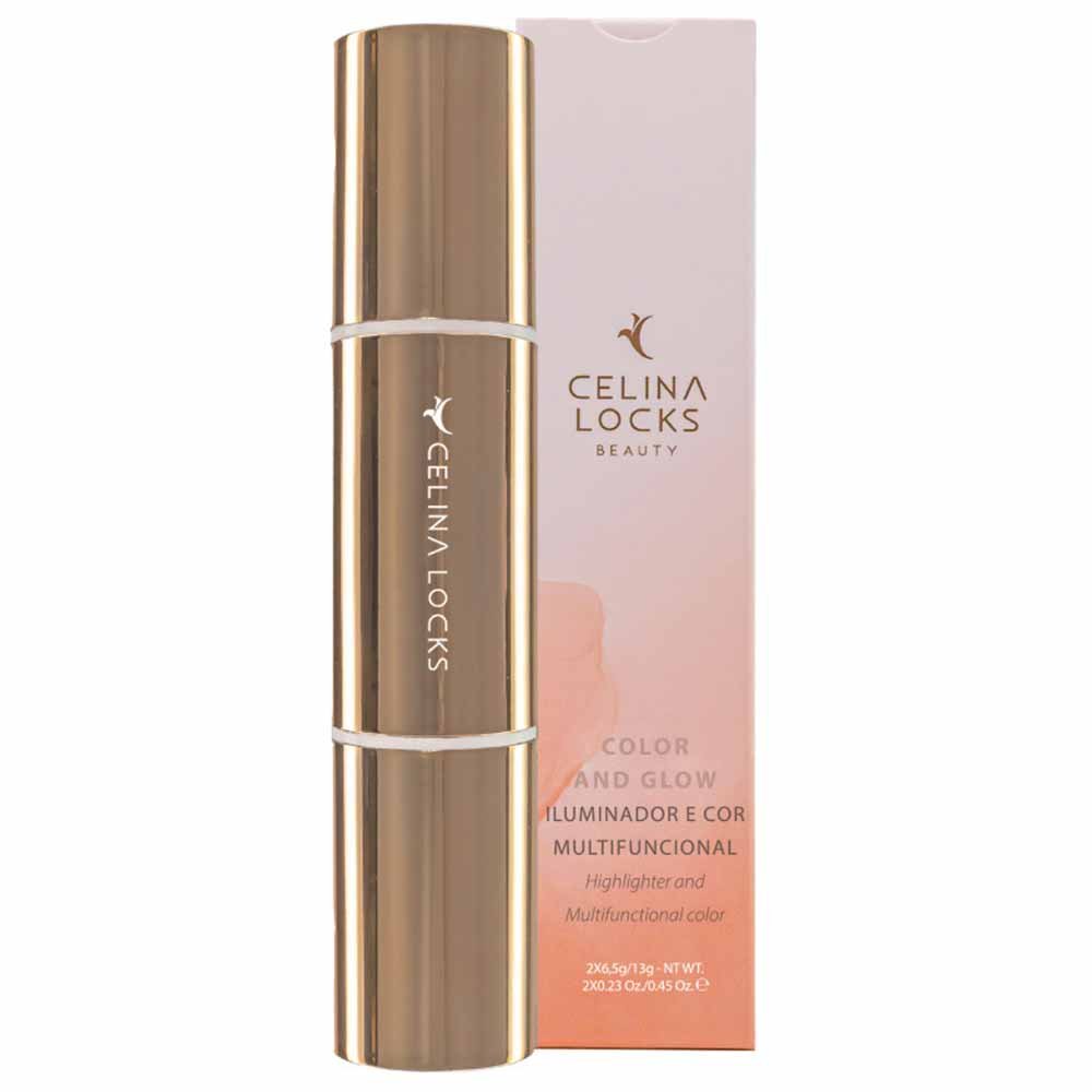 Iluminador e Cor Multifuncional Celina Locks Beauty Color and Glow Duo Stick Rosa 8